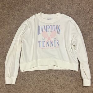 White Hamptons Tennis Crew Neck Sweater